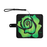 TABU Green ROSE Flip Leather Purse for Mobile Phone/Small