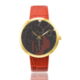 The Austin Brothers' Beautifully Broken Women's Golden Red Leather Strap Watch