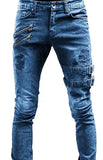 T Line: Men's Fashion Mid Waist Ripped Slim Jeans