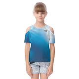 LMT1D Crystal T1D KIDS, Blue & White Gradient Cold Shoulder T-shirt With Ruffle Sleeves