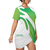 Beautifully Broken TABU Green ROSE Women’s Stacked Hem Dress With Short Sleeve（Plus Size）