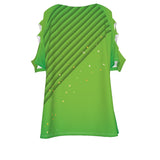 Beautifully Broken TABU Green and Gold Women's Shoulder Cutout T-shirt With Zipper Closure