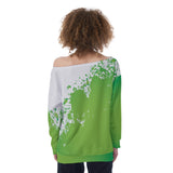 Beautifully Broken TABU Green Oversized Women's Off-Shoulder Sweatshirt