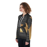 RL's Black and Gold TYPOGRAPHY Women's Zip Up Hoodie