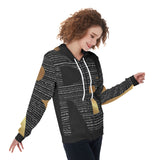 RL's Black and Gold TYPOGRAPHY Women's Zip Up Hoodie