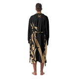 MONARCH Men's Heavy Fleece Robe, Black and Gold