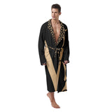 MONARCH Men's Heavy Fleece Robe, Black and Gold