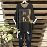 RL's Basic Affirmation Design Women's Bat Sleeve Shirt, Black & Gold