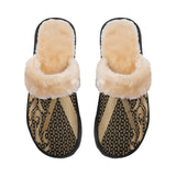 MONARCH Men's Plush Slippers, Black and Gold