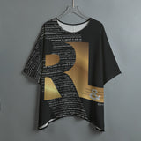 RL's TYPOGRAPHY Affirmation Design Women's Bat Sleeve Shirt, Black & Gold