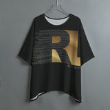 RL's Basic Affirmation Design Women's Bat Sleeve Shirt, Black & Gold