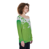 Beautifully Broken TABU Green Oversized Women's Off-Shoulder Sweatshirt