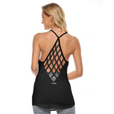 LMT1D Black Women's Cross Open Back Tank Top