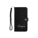 Senior Class Legacy Black Flip Leather Purse with Red Scripting for Mobile Phone/Small