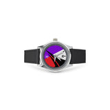 The Austin Brothers' Clayton Kid's Stainless Steel Leather Strap Watch (Purple, Red & Black)