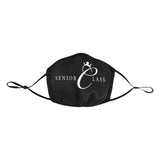 Senior Class Legacy Elastic Binding Mouth Mask for Adults, black w/white script