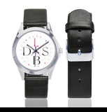 Life, Style By Design with Velma T Unisex Silver-Tone Round Leather Watch