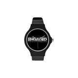 The Austin Brothers' ENGAGED Unisex Round Plastic Watch, Black & White