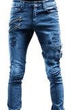 T Line: Men's Fashion Mid Waist Ripped Slim Jeans